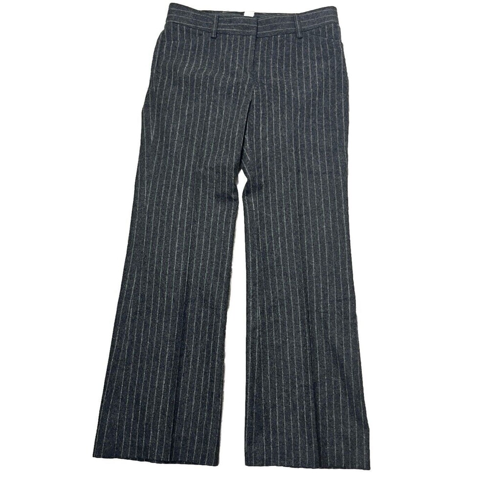 J Crew Pants Women 4 Dress Slacks Wool Blend Stretch Gray Pinstripe Lined Career